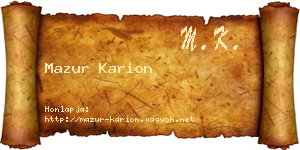 Mazur Karion névjegykártya